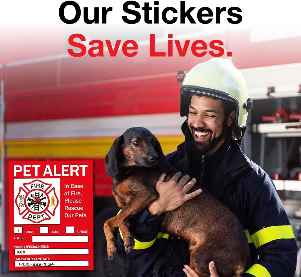 Pet Alert Safety Fire Rescue Sticker - Save Our Pets Emergency Inside Decal - House Home Window Door Sign