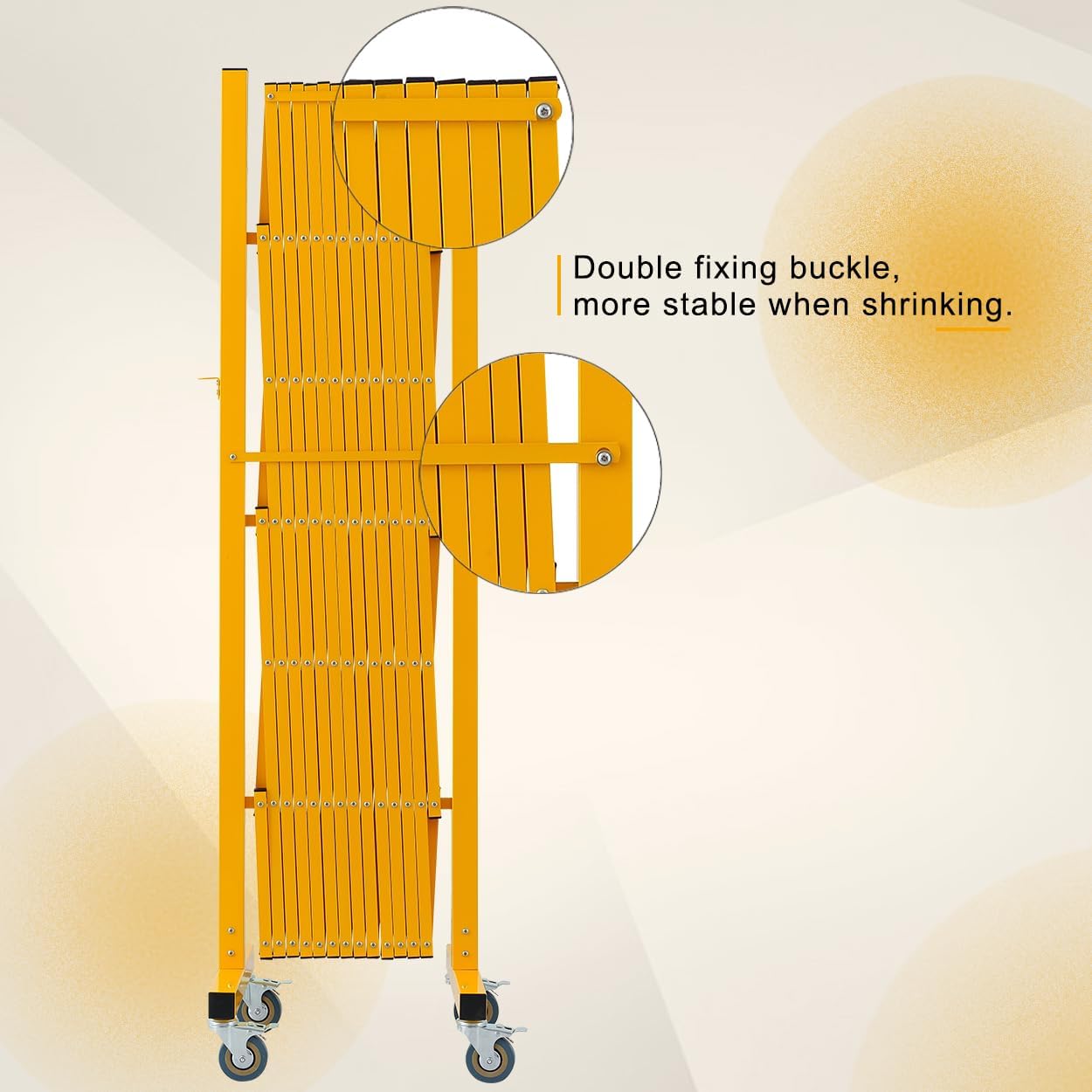 GYMTIME Expandable Barricade, Metal Safety Barrier with Casters, Mobile Folding Security Gate, 11 FT, Adjustable Traffic Temporary Fence for Warehouse Shopping Mall