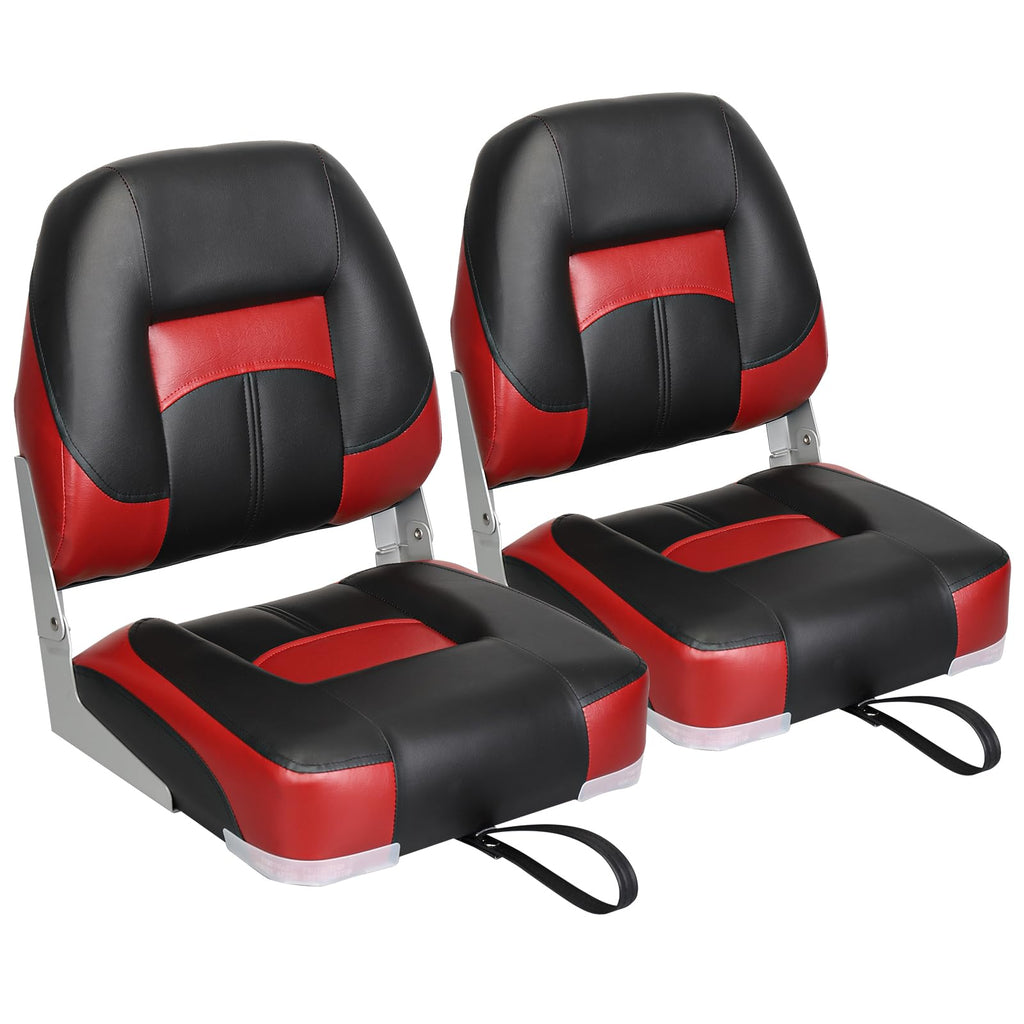 Elite Folding Boat Seat Low Back Boat Seating Fold-Down Fishing Boat Seat, 2 Pack, Charcoal/Light Gray