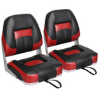 Elite Folding Boat Seat Low Back Boat Seating Fold-Down Fishing Boat Seat, 2 Pack, Charcoal/Light Gray