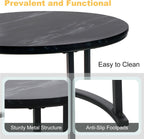 EUROSAKURA Nesting Round Small Coffee Table Place 2 Sets for Living Room Bedroom Apartment Small Rounder Coffee Table Sturdy Stacking Side Tables,Easy Assembly(Black)