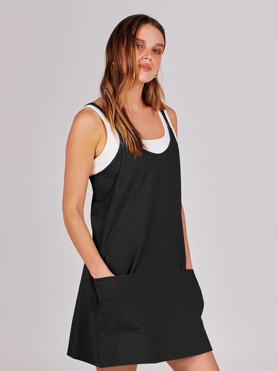 ANRABESS Women Athletic Dress Summer Tennis Workout Active Sports Mini Romper Dress Built in Shorts Travel Vacation Clothes