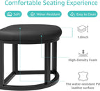 Round Coffee Table with Stools Underneath - 30 Inch Small Modern Tables Set with 3 Chairs Ottomans Seating Seats Black Wood