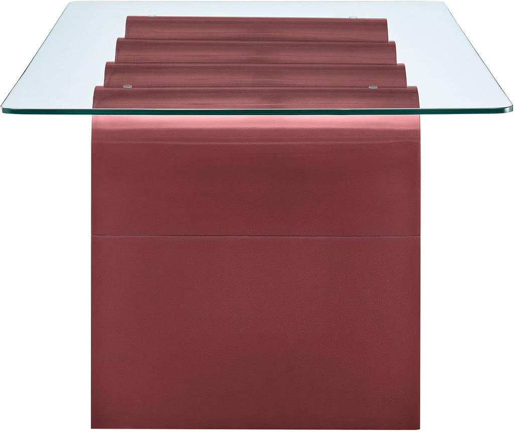 Modway Ondine Glass and Wood Coffee Table in Spiced Apple