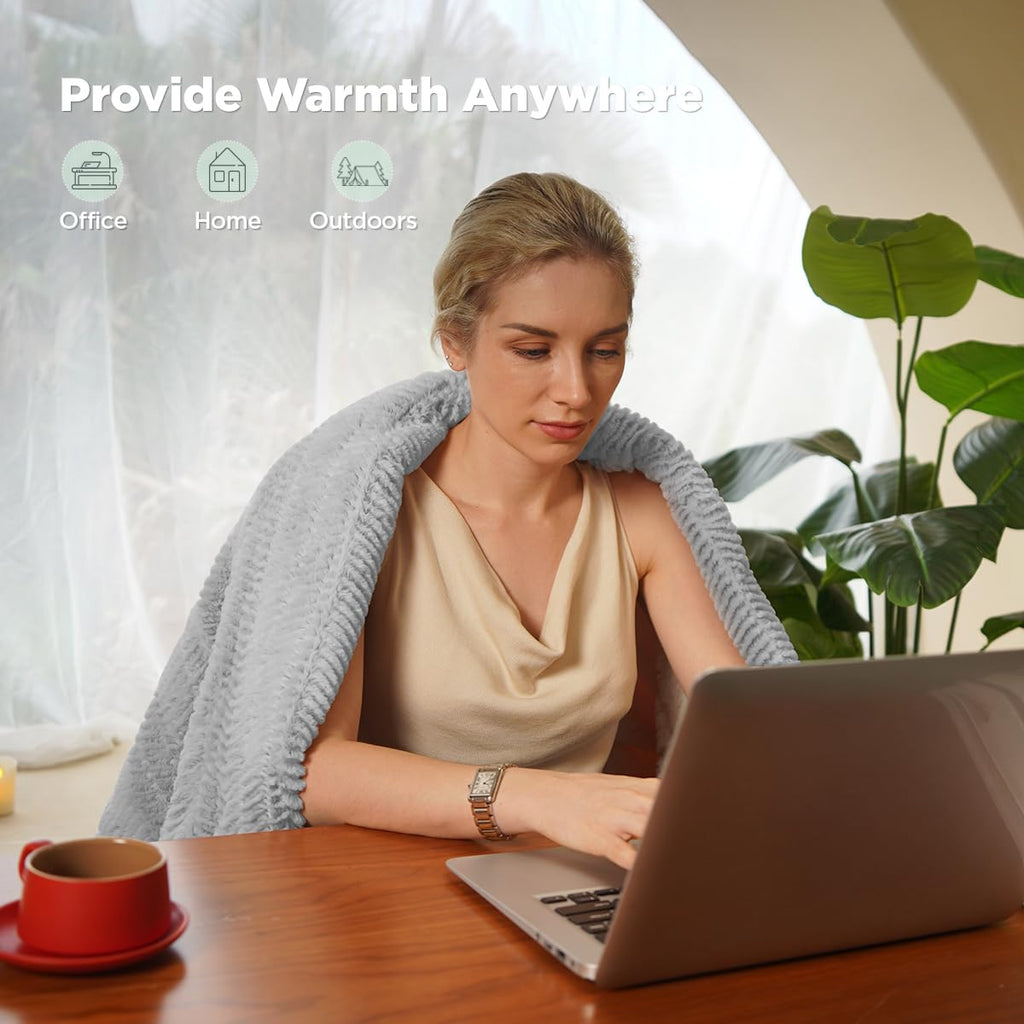 Opvarmet tæppe 50" x 60" - Opvarmet tæppe med 5 varmeniveauer og 3 timers automatisk slukning, maskinvaskbar, ETL &amp; FCC-certificering, overvarmebeskyttelse (Racoon) 