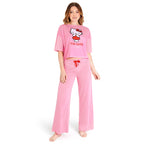 Hello Kitty Pajamas for Women & Teenagers PJs Set with Long Pants Comfy Lounge Set Sleepwear Loungewear Soft Breathable Cute Kawaii Gifts for Women (Pink, XL)