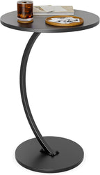 C-Shaped End Table 25 inches High, Small Side Table Coffee Table for Couch and Bed, Sofa Table for Living Room, Bedroom, Bedside, Black