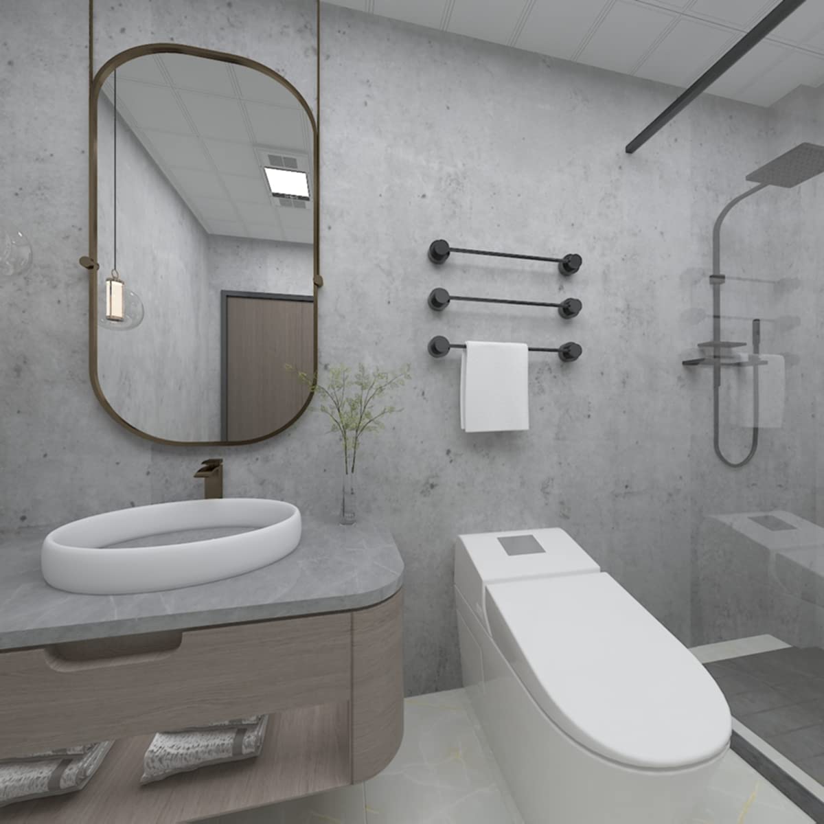 3yecao 31"×591" 3D Extra Wide Thick Grey Concrete Wallpaper Peel Stick Large Size Light Gray Concrete Cement Contact Paper Vinyl Stained Matte Textured Wall Sticker for Office Bathroom Bedroom Walls