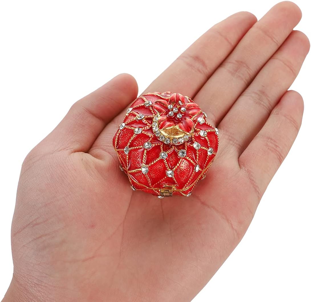 LONGSHENG - SINCE 2001 - Hand Painted Pomegranate Ring Jewelry Trinket Box Wedding Favor Gift Collectible Figurine