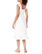 The Drop Women's Kimi Ruffled Shoulder Smocked Midi Dress, White, 2X, Plus Size