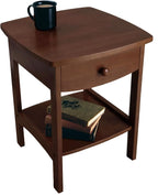 Winsome 22 x 18 x 18-Inch Wood Curved End Table/Night Stand with One Drawer, Brown (94918)