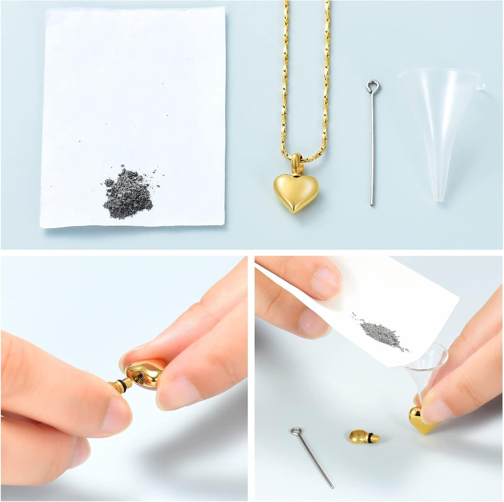 Imrsanl Small Heart Cremation Urn Necklace for Ashes Stainless Steel Memorial Ash Pendant Keepsake Jewelry