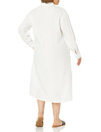 The Drop Women's Fiona Relaxed Linen Midi Shirt Dress, White, 3X, Plus Size