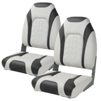Premium Marine A Pair of Low Back Folding Boat Seat, Fishing Marine Seats with Stainless Steel Screws, Charcoal/Black(2 Seats)
