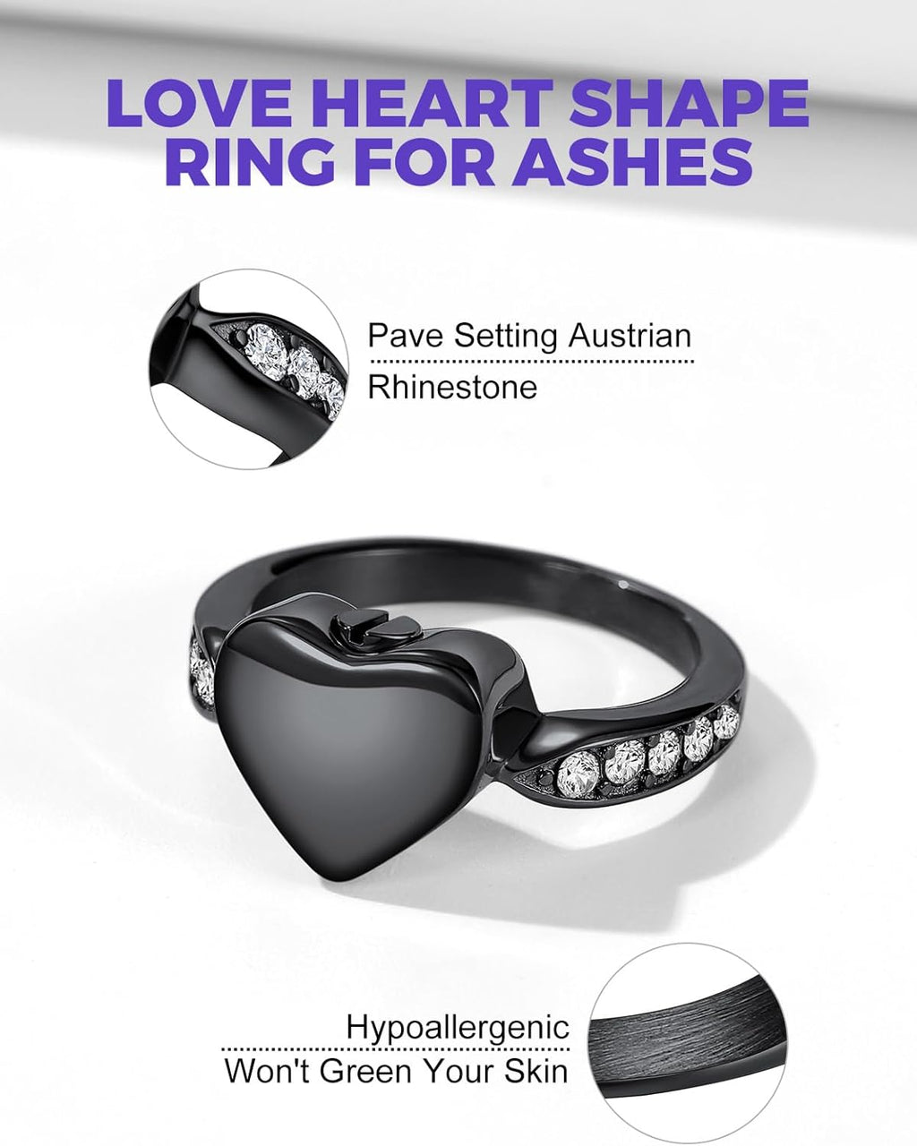 Stainless Steel Heart/Claddagh Cremation Urn Ring for Ashes for Women Waterproof Locket Rings Memorial Jewelry(with Gift Box)