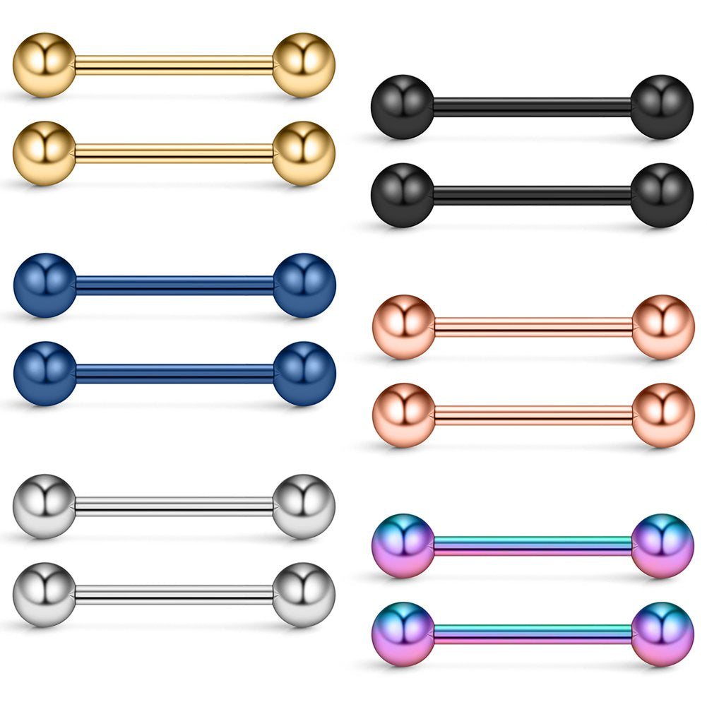 Ruifan 316L Stainless Steel Nipple Shield Barbell Ring Bar Body Piercing 14G