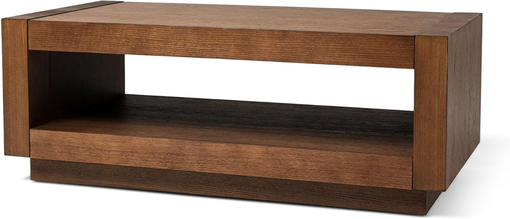 Maven Lane Artemis Coffee Table – 18 Inch Rectangle Table with Storage – Black Solid Wood – Ideal for Living Room and Lounge