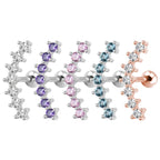 ZS Curve Seven Stud CZ Stud Earrings 316L Stainless Steel Ear Helix Conch Cartilage Piercing