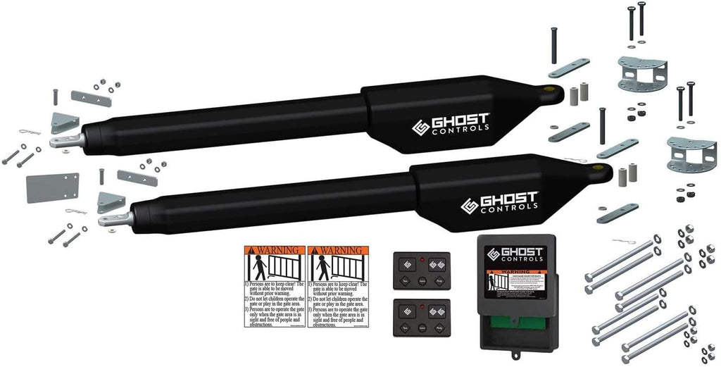 Ghost Controls Automatic Gate Opener Kit for Column Mounted and Decorative Driveway Swing Gates with Gate Opener Remote - Solar Capable - Manor Series - Model HDP2