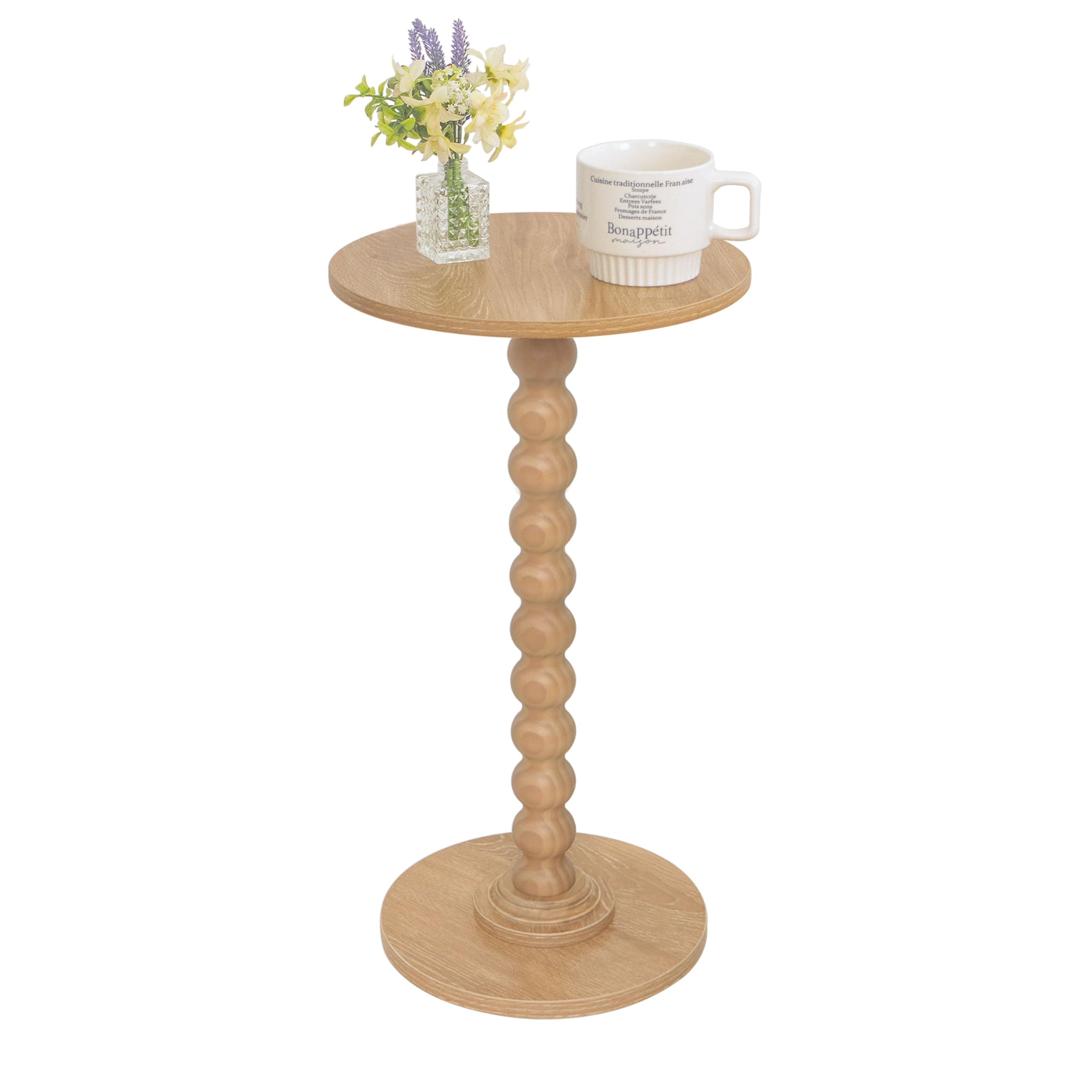 Round Side Table, Small Drink Table for Small Spaces, Modern Accent Nightstand with Solid Wood Leg for Living Room, Bedroom, Corners, and Office (Rustic Brown)
