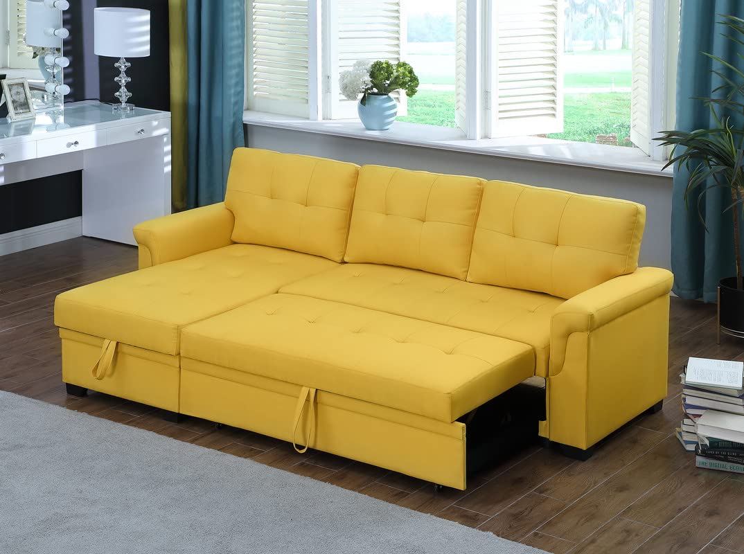 Lilola Home Lucca Sectional Sleeper Sofa - Versatile Sleeper Couch & Sofa Bed with Storage - Comfortable Couch with Storage, Small Sleeper Sofa counch