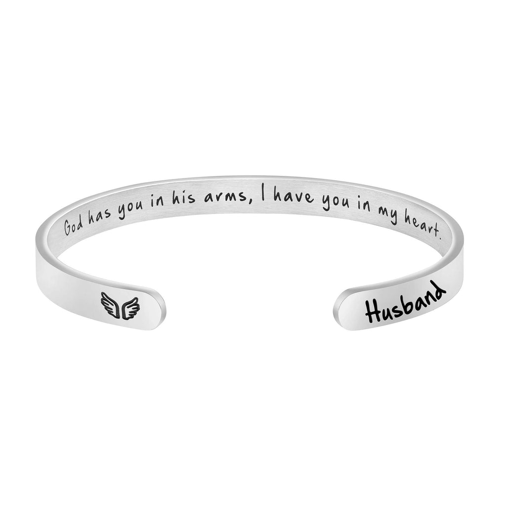JoycuFF Memorial Gifts for Loss of Mom Dad in Memory of Jewelry Sympathy Bracelet Bereavement Cuff Secret Message Engraved Grief Gifts for Women
