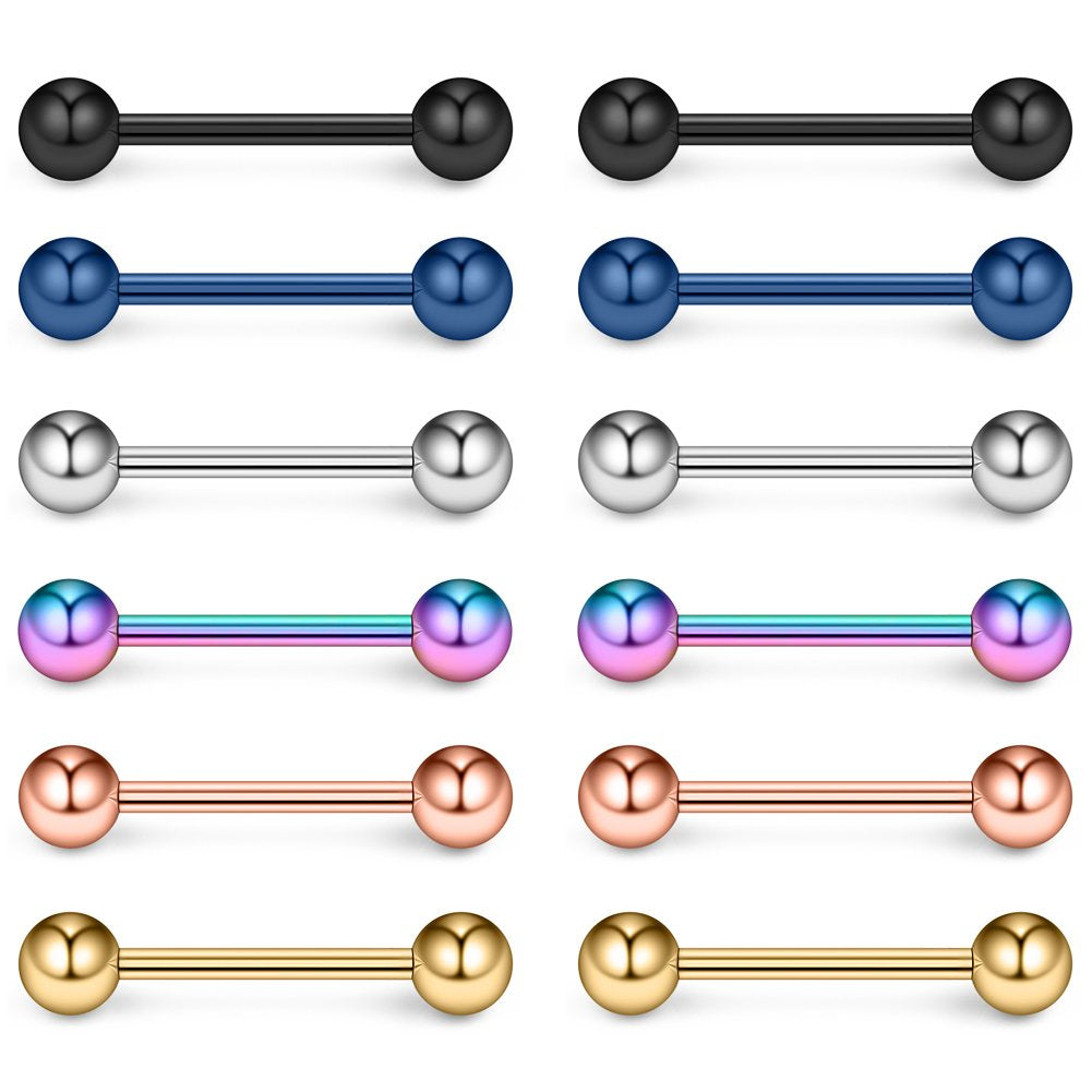 Ruifan 316L Stainless Steel Nipple Shield Barbell Ring Bar Body Piercing 14G