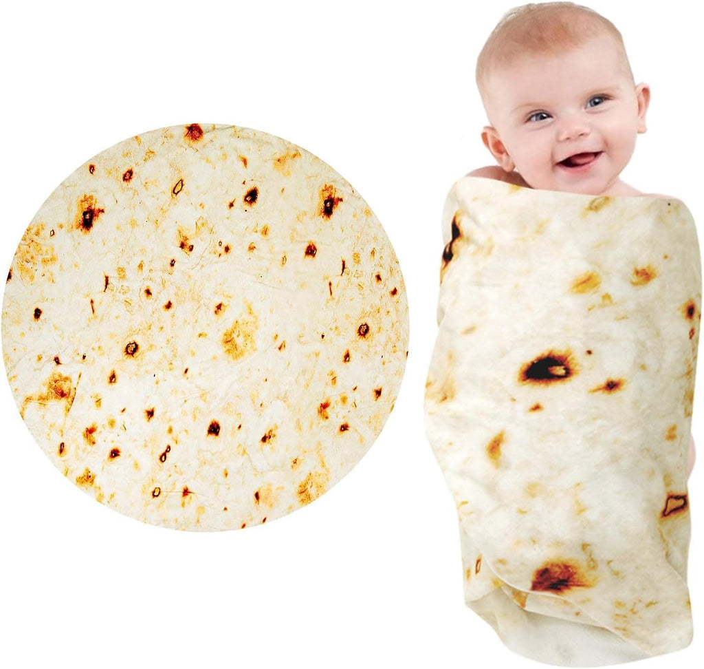 Tortilla-tæppe, baby burritos svøb tæppe, taco tæppe til nyfødt toddler, 285 GSM blødt flannel bærbart tæppe sjove gaver til babyshower dreng pige 0-3 6 9 måneder