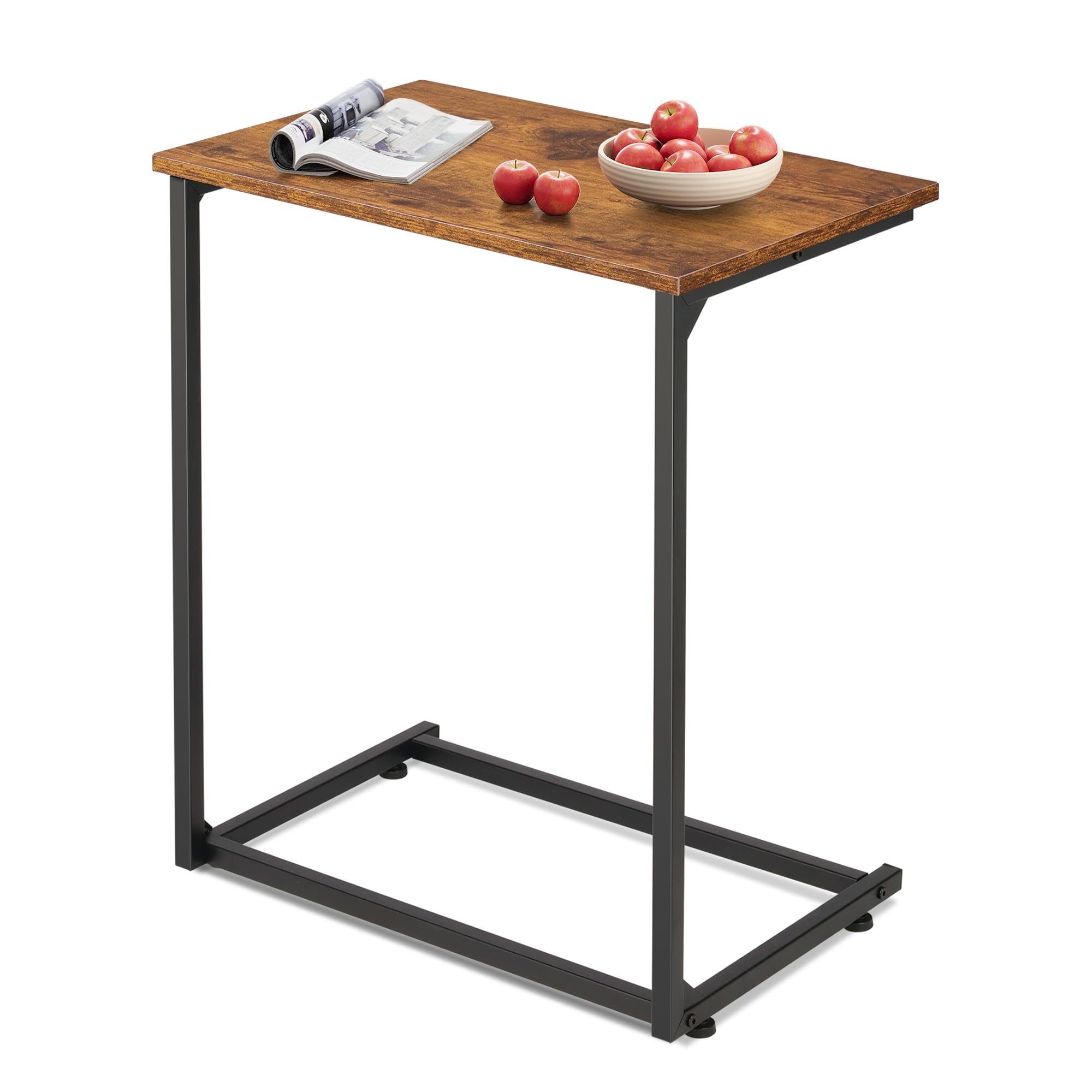 WLIVE C Shaped End Table, Small Couch Side Table for Coffee & Snack, Sofa Table That Slide Under for Living Room, Bedroom, 14.6 x 22.8 x 26.3 Inches, Grey