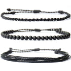 Handmade Natural Stone Beaded Healing Bracelet Gift for Men Adjustable Rope String Bracelet (Lava Rock, Adjustable)