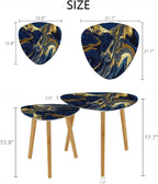 Small Coffee Nesting Table Luxury Blue Marble Gold Abstract Texture Indigo Ocean Blue marbling Modern Minimalist Side Table Triangle End Tea Table Center Table Set of 2Living Room Bedroom