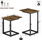 Vagusicc C Shaped End Table, 33" Tall Couch Table Adjustable Height Side Table, Sofa Table That Slide Under, C Table End Table TV Tray Coffee Arm Table for Living Room, Bedroom, Small Spaces, Brown