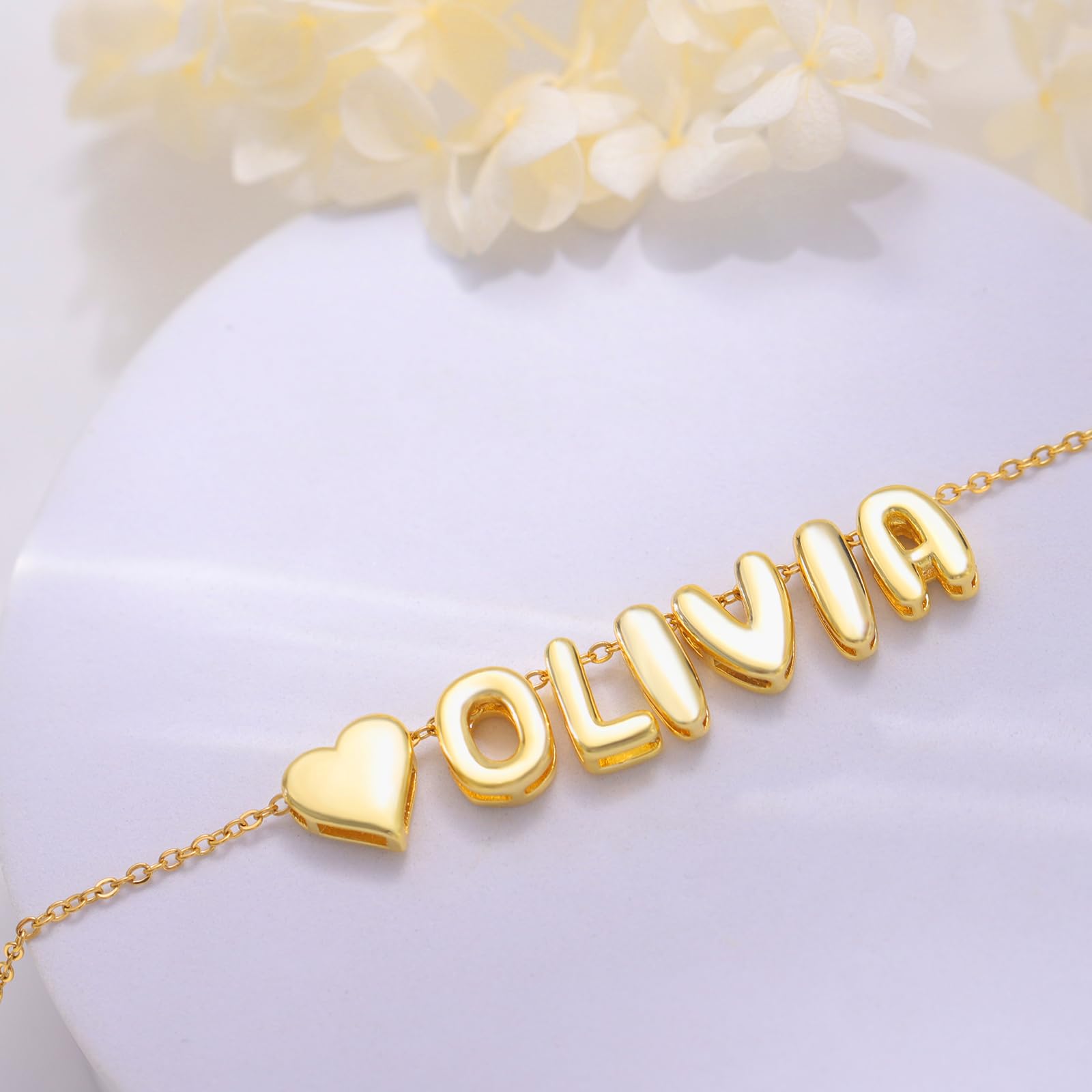 Yopicks Custom Bubble Letter Necklace, Personalized Name Necklaces for Women 14K Gold Plated Initial Necklace Mama Alphabet Pendant A-Z | Graduation Birthday Gifts for Women