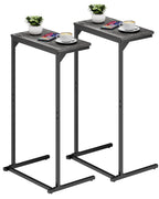 TUTOTAK C Shaped End Table, Tv Tray, Small Side Table, 28.7 inch Tall Couch Table, Tray Table, Sofa Table, Living Room, Bed Room, Brown TB01BB071