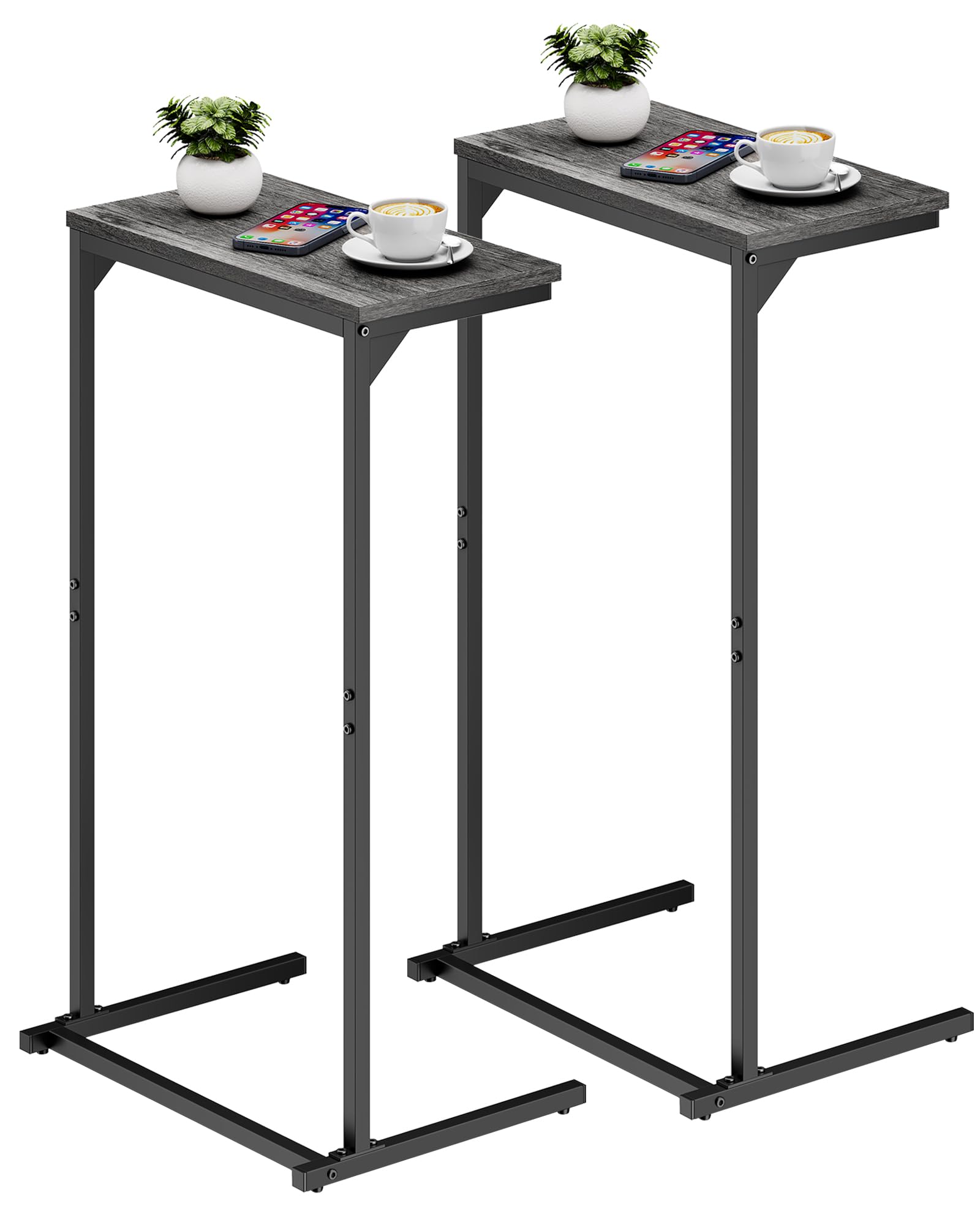 TUTOTAK C Shaped End Table, Tv Tray, Small Side Table, 28.7 inch Tall Couch Table, Tray Table, Sofa Table, Living Room, Bed Room, Brown TB01BB071