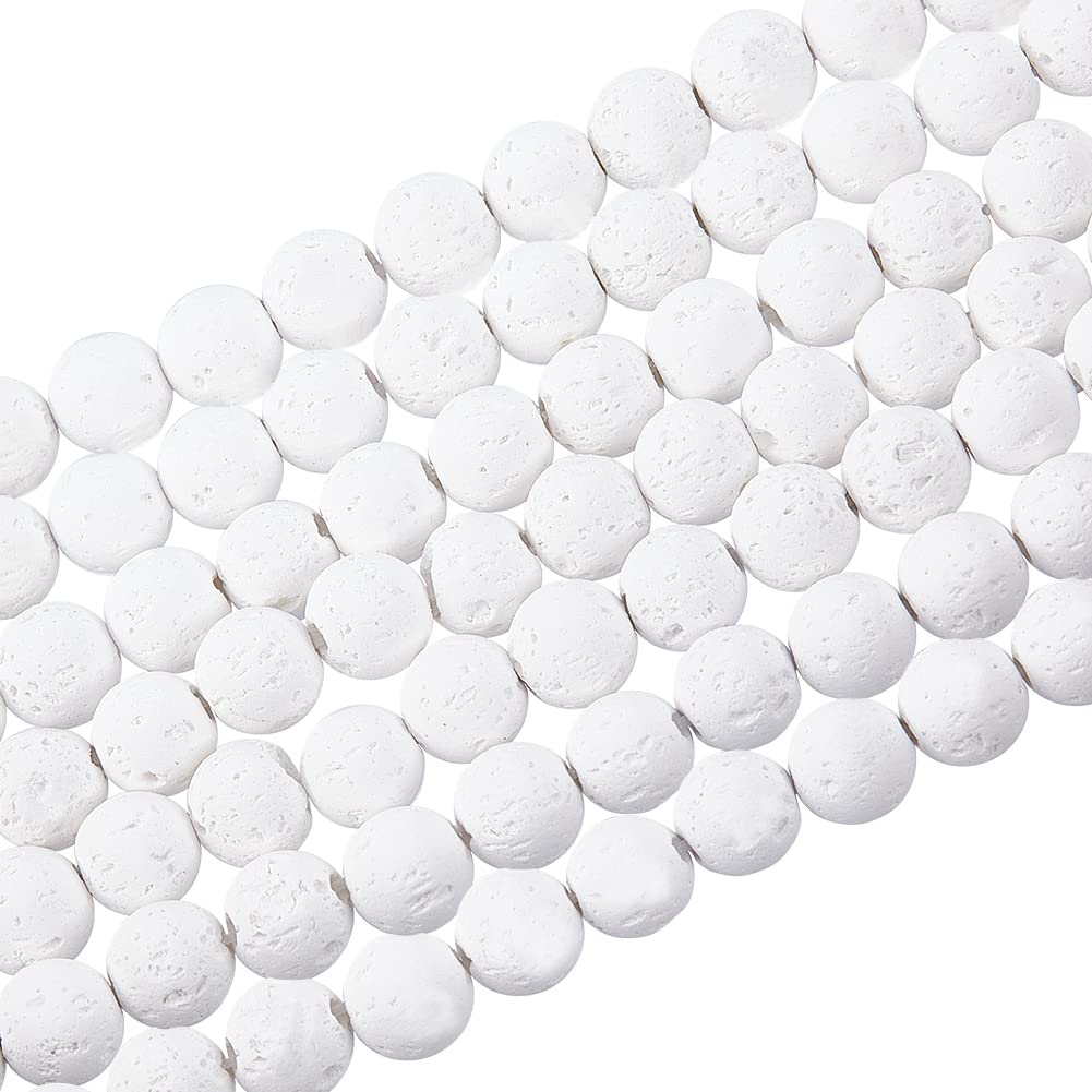 PH PandaHall 470pcs 8mm Lava Beads Natural Black Bead Black Lava Spacer Beads Oil Diffuser Bead Round Rock Stone Volcanic Rock Chakra Stone for Earrings Necklaces Bracelet Jewelry Making