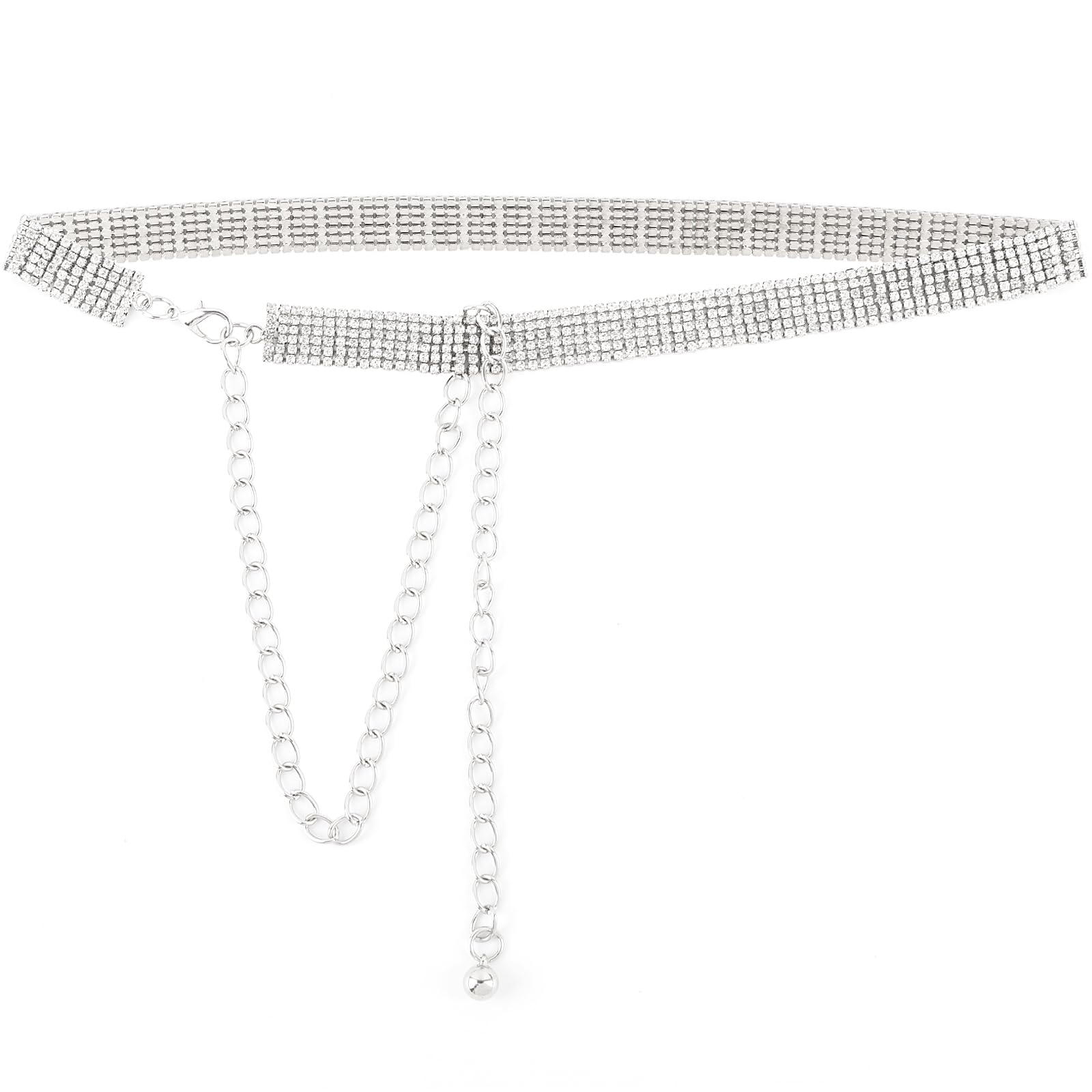 AUEAR, Women's Rhinestone Belt Shiny Crystal Diamond Waist Fashion Silver Buckle