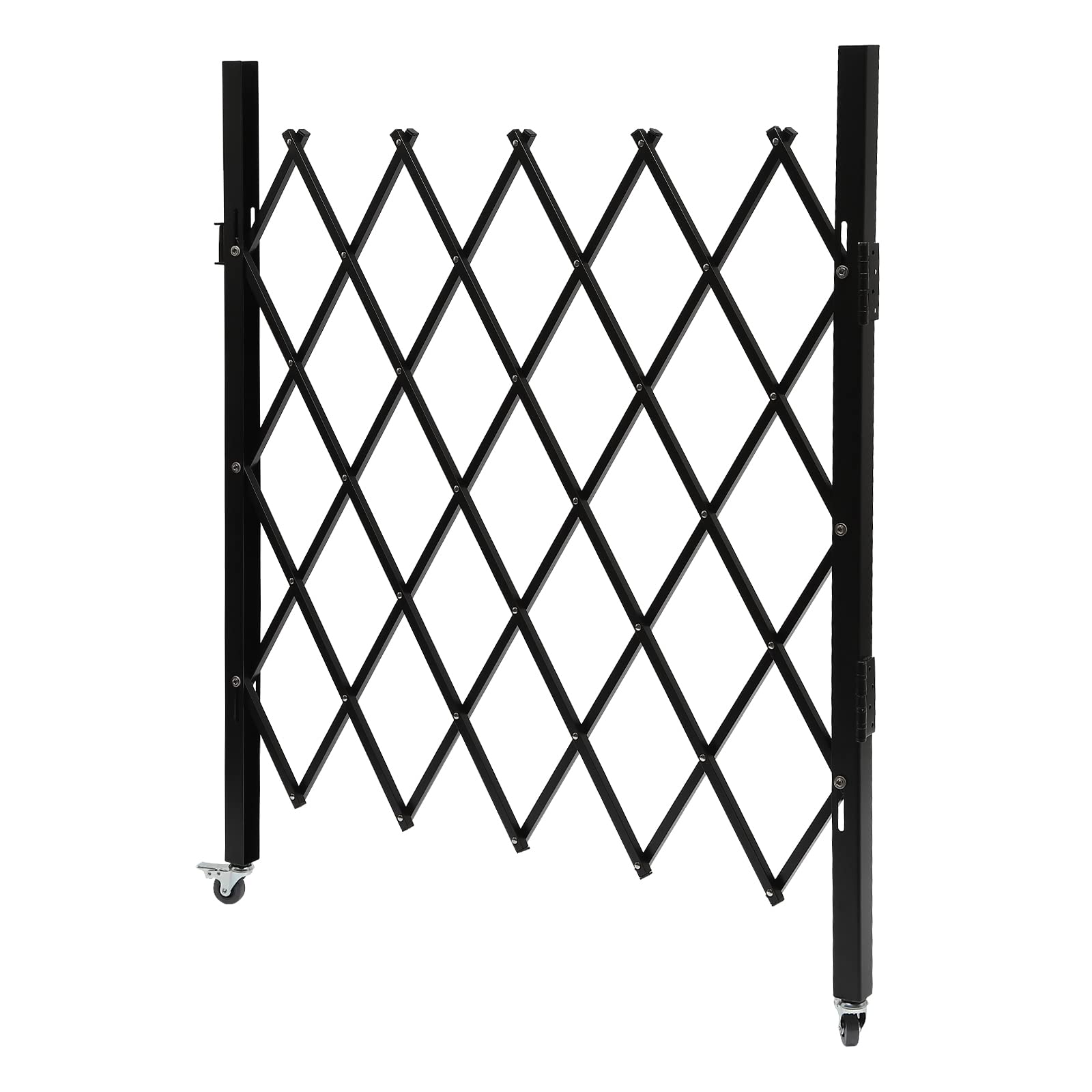 Double Folding Security Door, 5.25' H x 9.84' W Wall Mounted Scissor Gate - Iron & Aluminum Alloy Accordion Gate with 360 Rolling Barricade