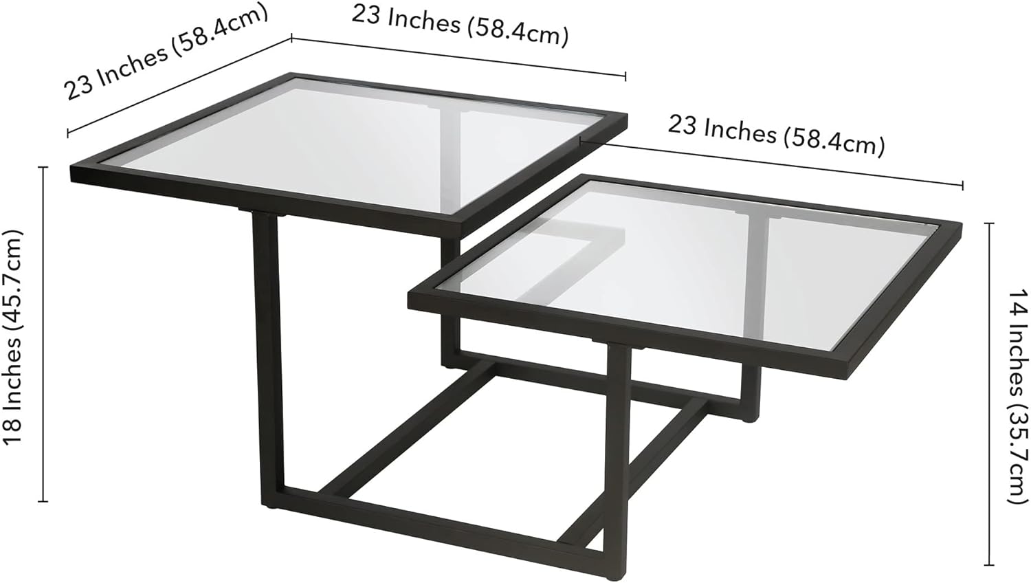 Henn&Hart 43" Wide Square Coffee Table in Blackened Bronze, Modern coffee tables for living room, studio apartment essentials