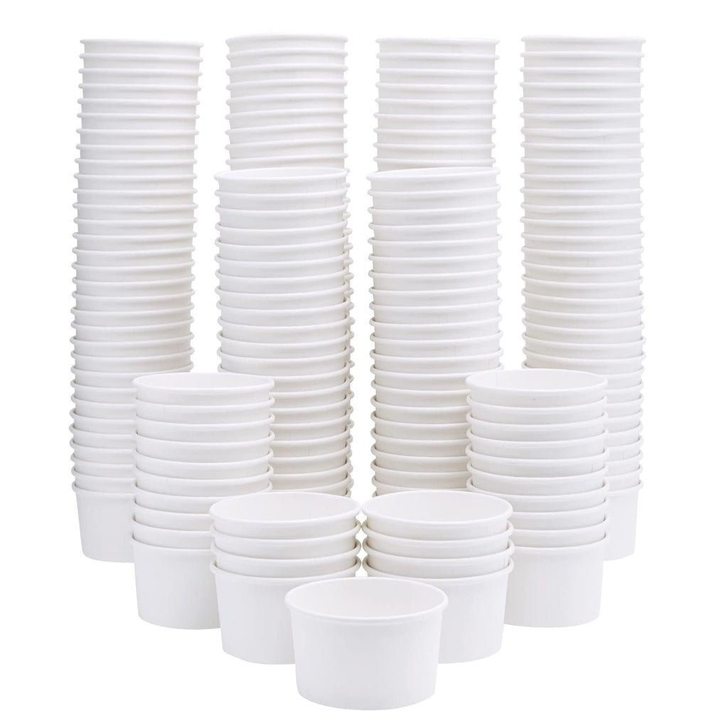 Stockroom Plus 200-Pack Paper Ice Cream Cups - Bulk 8 oz - Disposable Ice Cream Bowls Bulk or Parties - White Ice Cream Cups Disposable