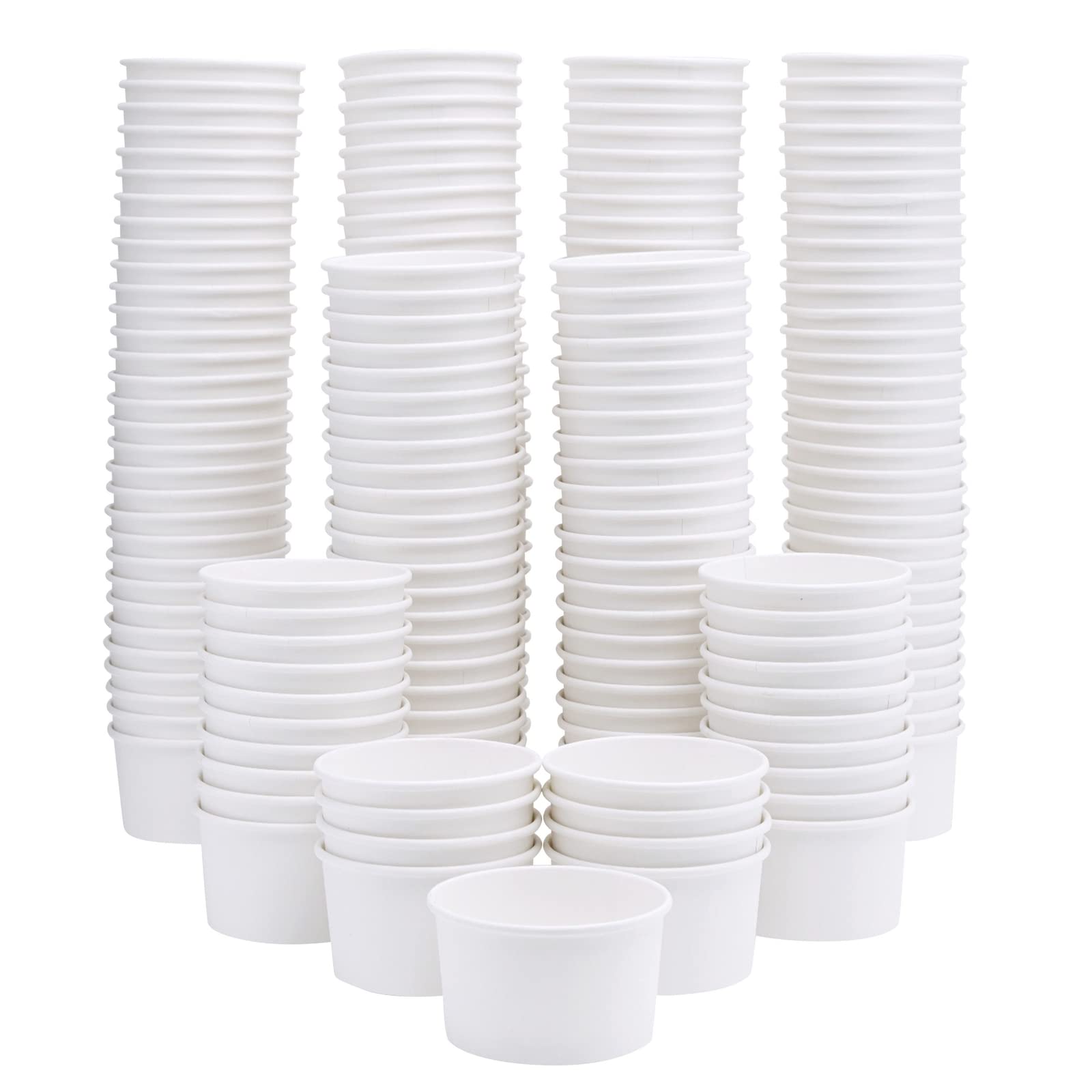 Stockroom Plus 200-Pack Paper Ice Cream Cups - Bulk 8 oz - Disposable Ice Cream Bowls Bulk or Parties - White Ice Cream Cups Disposable