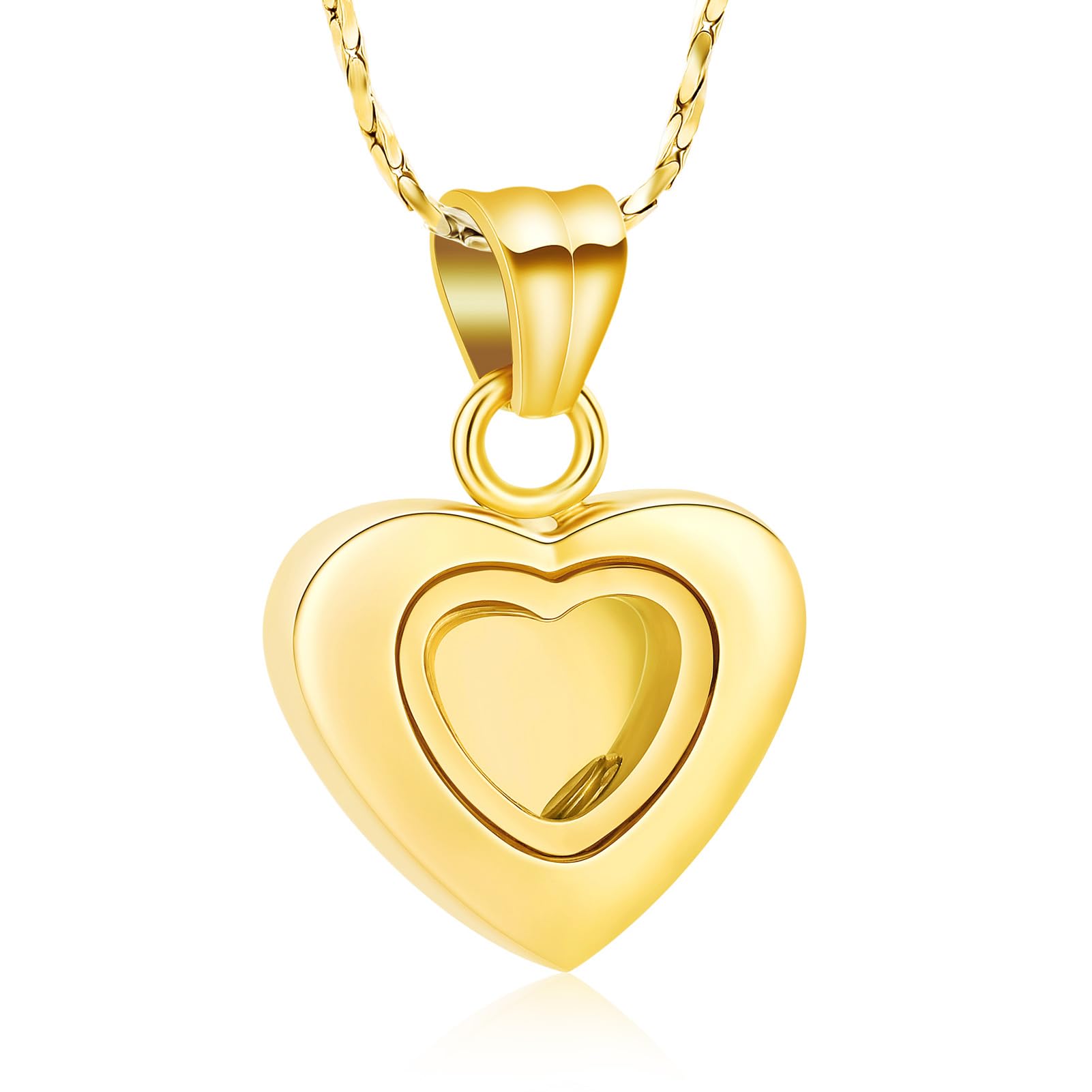 Imrsanl Small Heart Cremation Urn Necklace for Ashes Stainless Steel Memorial Ash Pendant Keepsake Jewelry