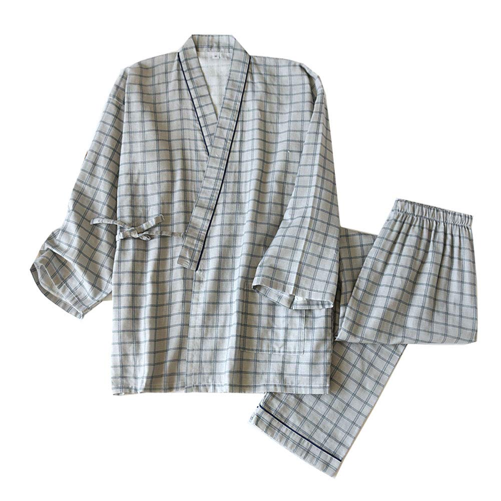 Men's Japanese Kimono Cotton Pajamas Suit