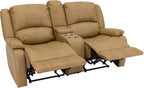 RecPro Charles 67" Double Recliner RV Sofa | Zero Wall Loveseat for Camper | Wall Hugger Couch | Fifth Wheel Theater Seating | Upgraded 2023 Fabric (Toffee)
