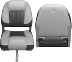 Elite Folding Boat Seat Low Back Boat Seating Fold-Down Fishing Boat Seat, 2 Pack, Charcoal/Light Gray