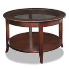 Leick Home 10109-CH Oval Small Coffee Table with Shelf, Chocolate Cherry