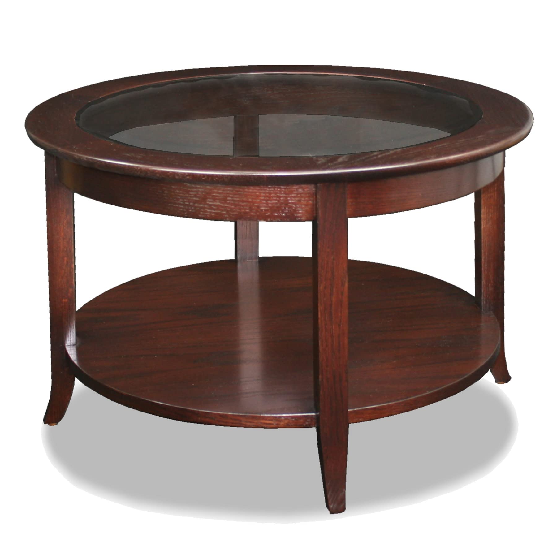 Leick Home 10109-CH Oval Small Coffee Table with Shelf, Chocolate Cherry