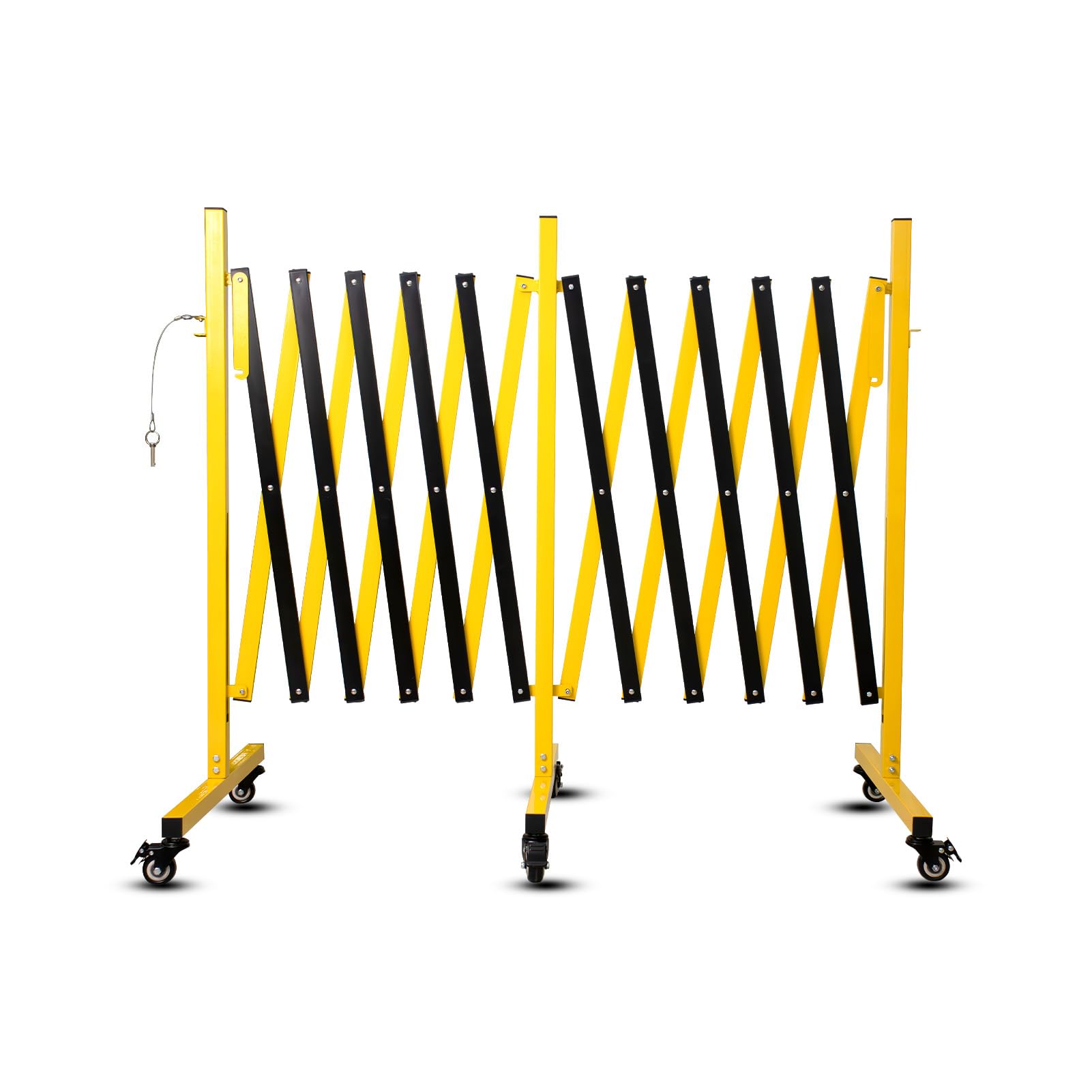 11 Traffic Barricade with Casters, Metal Expandable Barricade, Folding Security Gate, Retractable Fence Outdoor Barricade Fence for Construction Area, Traffic Control（2 Pack)