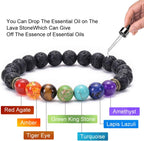 GelConnie Lava Rock Chakra Bracelet 7 Chakra 8mm Natural Stone Healing Bracelet Stress Relief Yoga Beads Anxiety Bracelet Aromatherapy Essential Oil Diffuser Bracelet Bangle