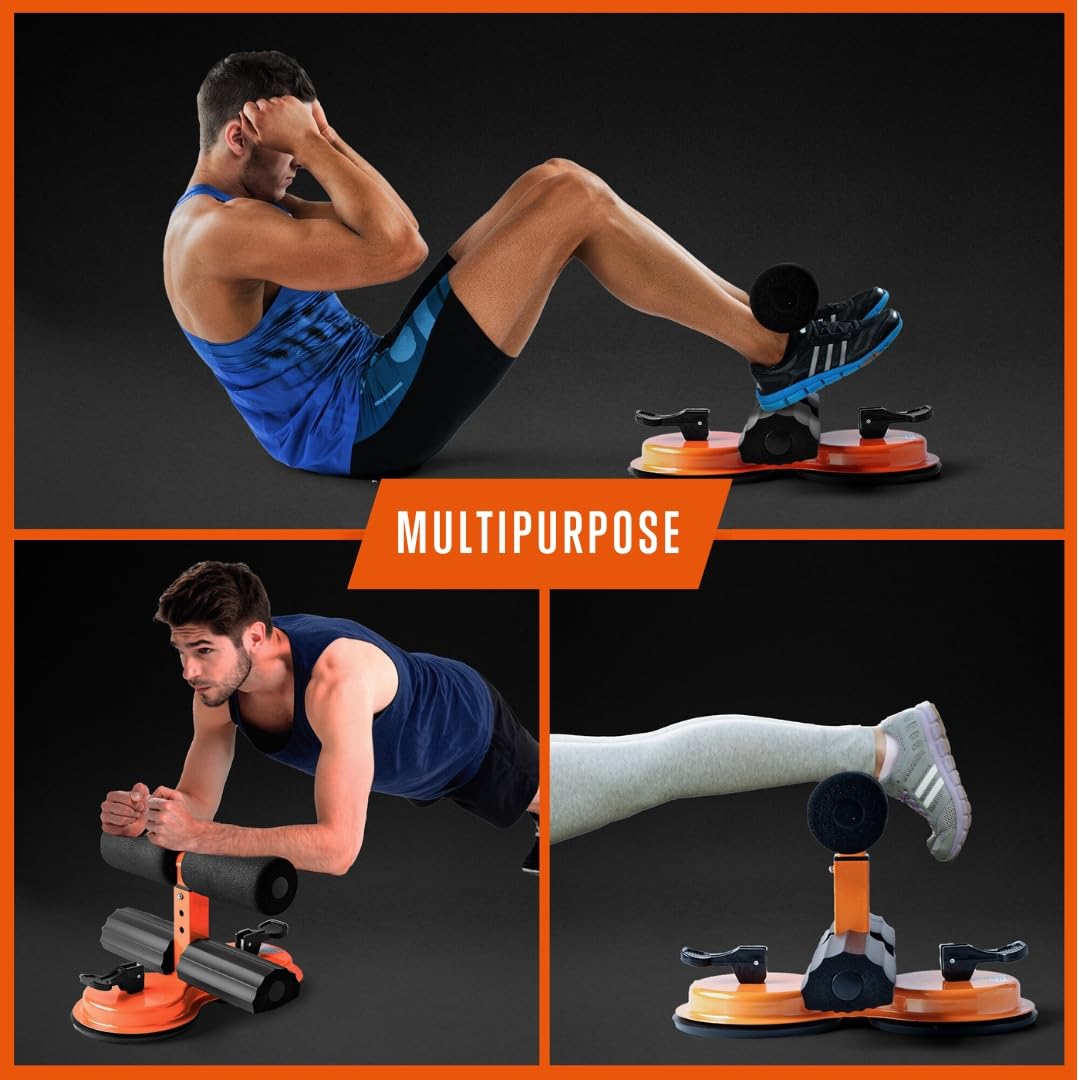 SQUATZ Abs Master - Machine ultime pour redressements assis avec support pour pieds à double ventouse - Barre d'assistance pour sit-ups, exercices abdominaux et exercices du tronc - Capacité de 661 lbs